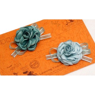 Cài áo hoa hồng lụa nơ voan handmade RP031