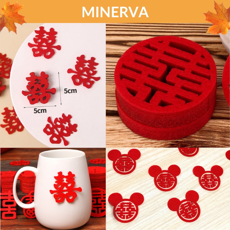 Chữ song hỷ mini bằng vải nỉ trang trí tiệc cưới nhiều mẫu đa dạng
