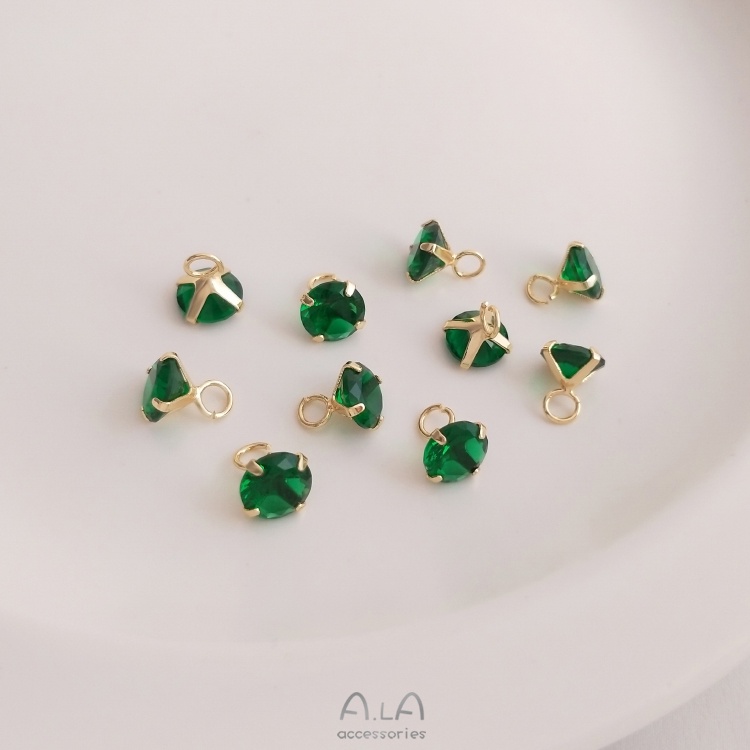 Mặt Dây Chuyền Thủ Công Bằng Đồng 14K Đính Đá Zircon Nhiều Màu Sắc 7mm