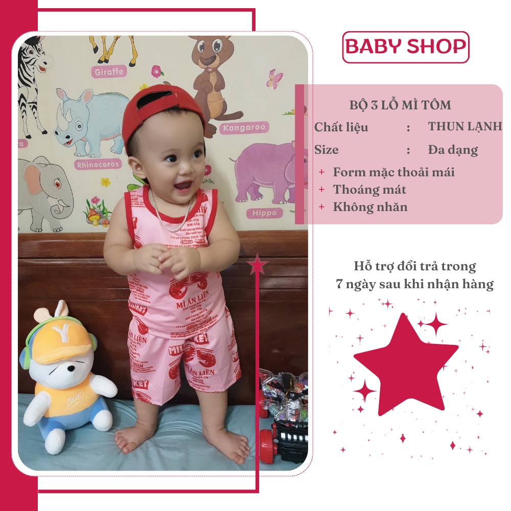 Bộ Mì tôm ba lỗ thun lạnh vải xịn cho bé trai và gái kèm ảnh thật