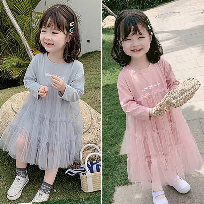 Váy tay dài in chữ phối màu sắc xinh xắn dành cho bé