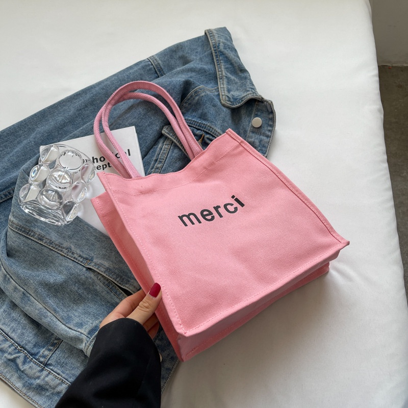 Túi Xách Canvas Cỡ Lớn In Chữ Đơn Giản Thời Trang