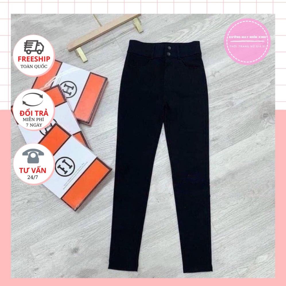 ↂQuần legging nữ cạp cao dài nâng mông có túi cúc khóa kéo - đen co giãn gen bụng vải dày Umi ôm body !!