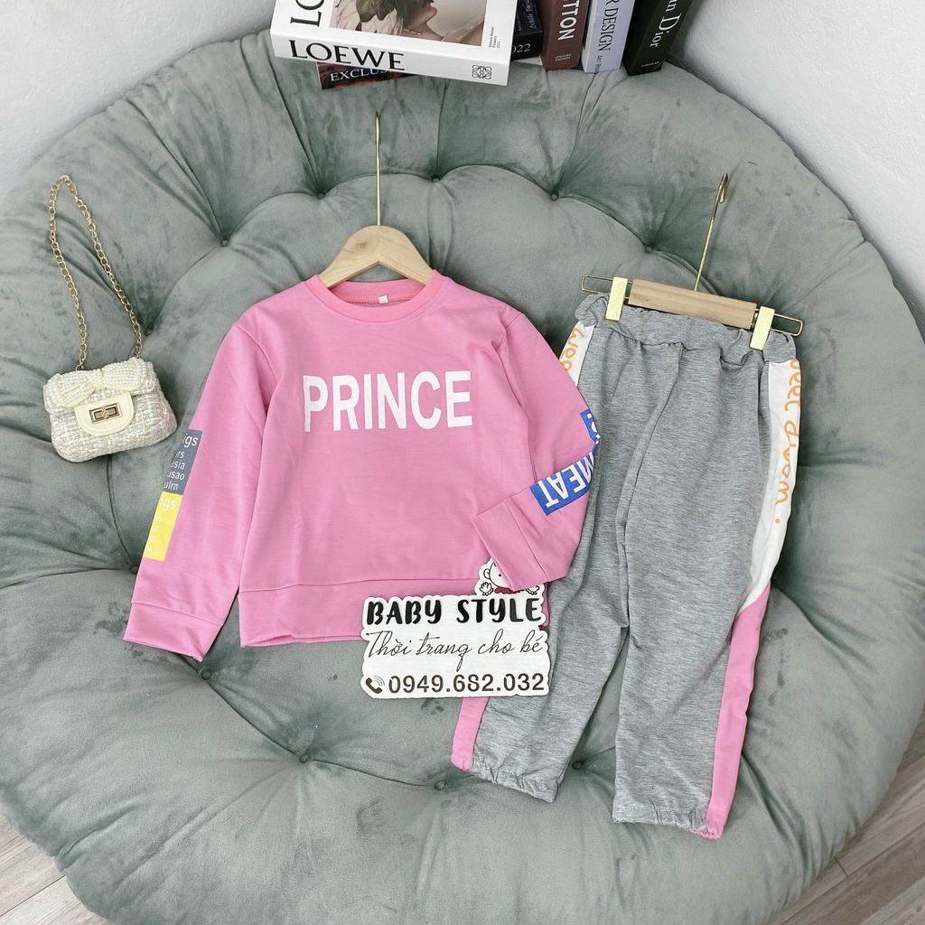 Bộ quần áo thu đông &quot;PRINCE&quot; 14-45kg. Bộ quần áo dài tay ấm áp cho bé 4-14 tuổi. Vải dày đẹp. Hàng may kỹ. G41