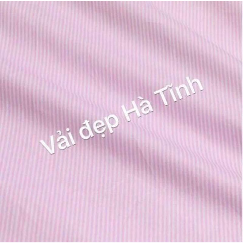 vải thô cotton sọc hồng