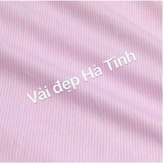 vải thô cotton sọc hồng