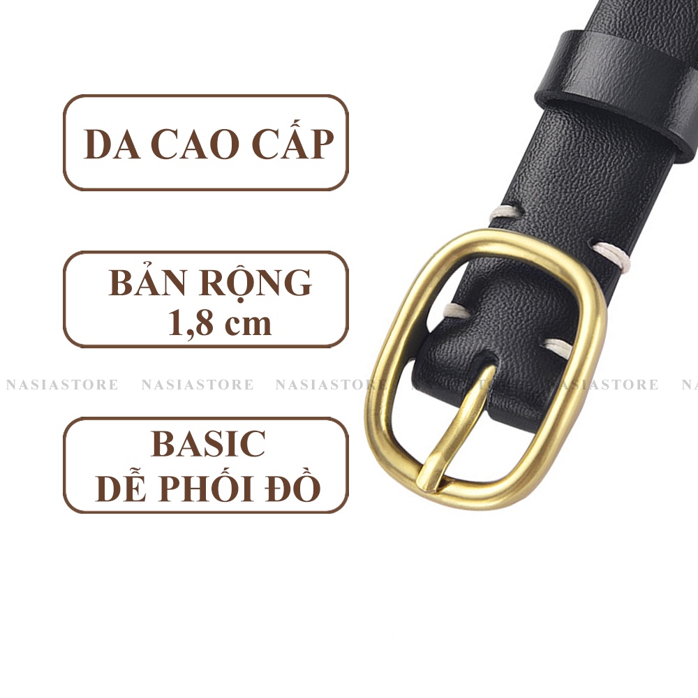 Thắt lưng nữ Nasiastore dây nịt nữ khóa kim loại thời trang cao cấp da thật hàng cao cấp TLNA11