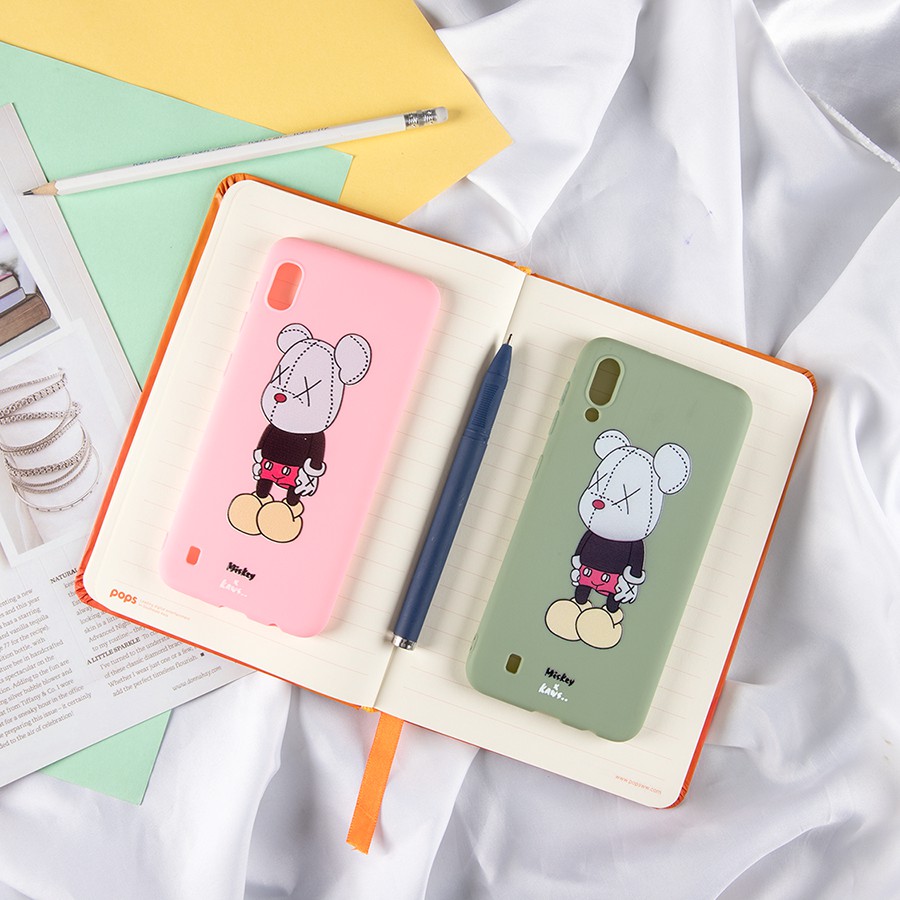 Ốp lưng Samsung A10/M10 chuột Mickey Kaws silicone dẻo (Tặng kèm dây đeo điện thoại)