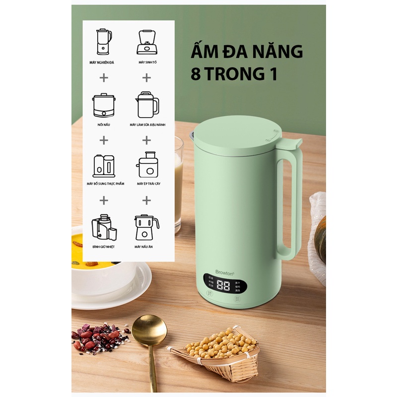 Máy làm sữa hạt Finose, đun, nấu sữa đậu nành đa năng, hẹn giờ 12 tiếng, màn hình hiển thị thông minh, không gây ồn, nhỏ