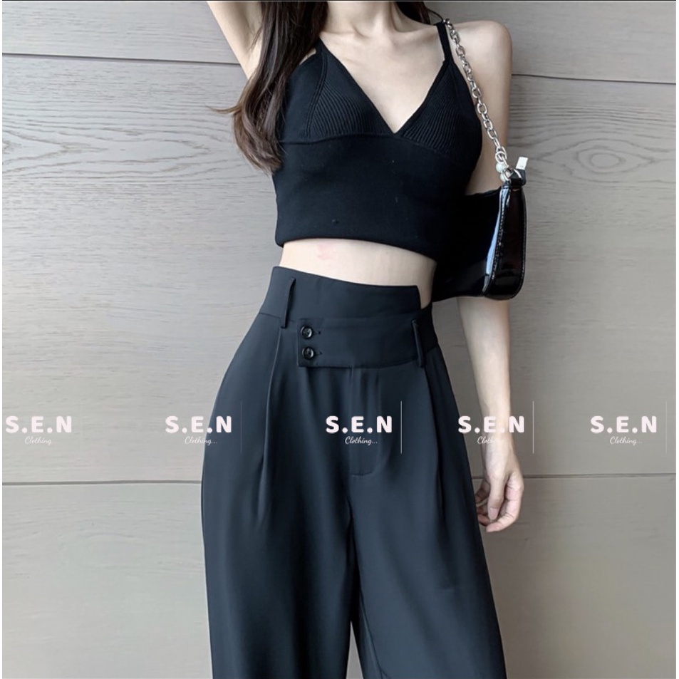 Quần ống xuông cạp chéo 2 nút dài 100cm