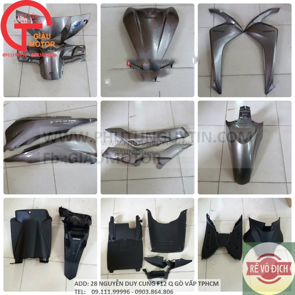 FULL DÀN ÁO MÀU XÁM CHO XE VISION (K44) CHÍNH HÃNG HONDA