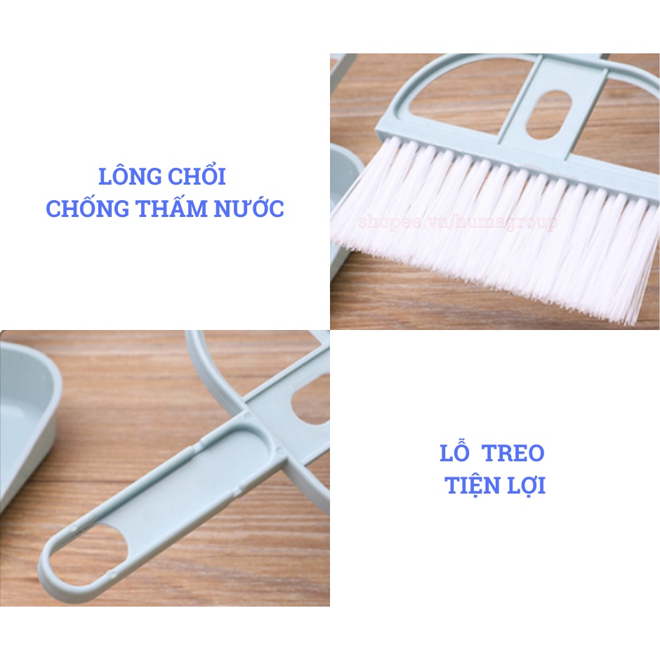 Combo Chổi Mini Quét Bụi Kèm Hót Rác, Bộ Chổi Và Ki Hốt Rác Thông Minh