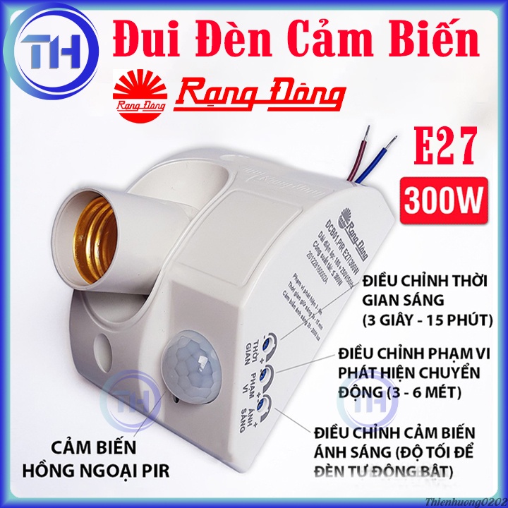 Đui Đèn Cảm Biến Tự Động Rạng Đông Cảm Ứng Chuyển Động 3 Nút Chỉnh - Cảm biến hồng ngoại PIR-E27
