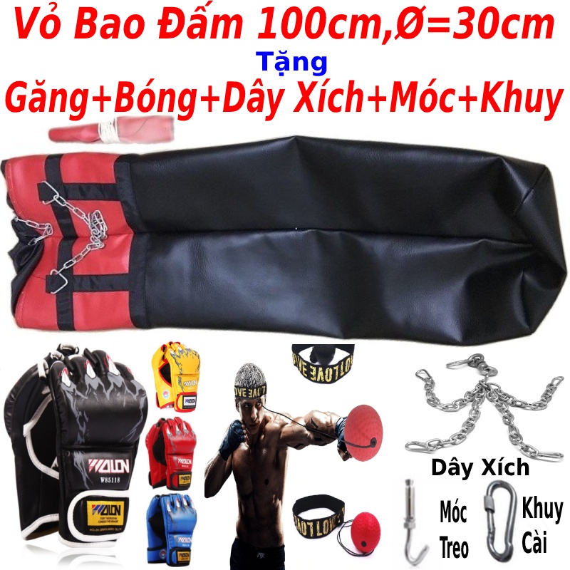 [Hàng Siêu Cấp] Vỏ bao đấm bốc dài 100cm chính hãng Quân Sport tặng full 5 phụ kiện hỗ trợ tập luyện bảo hành 6 tháng