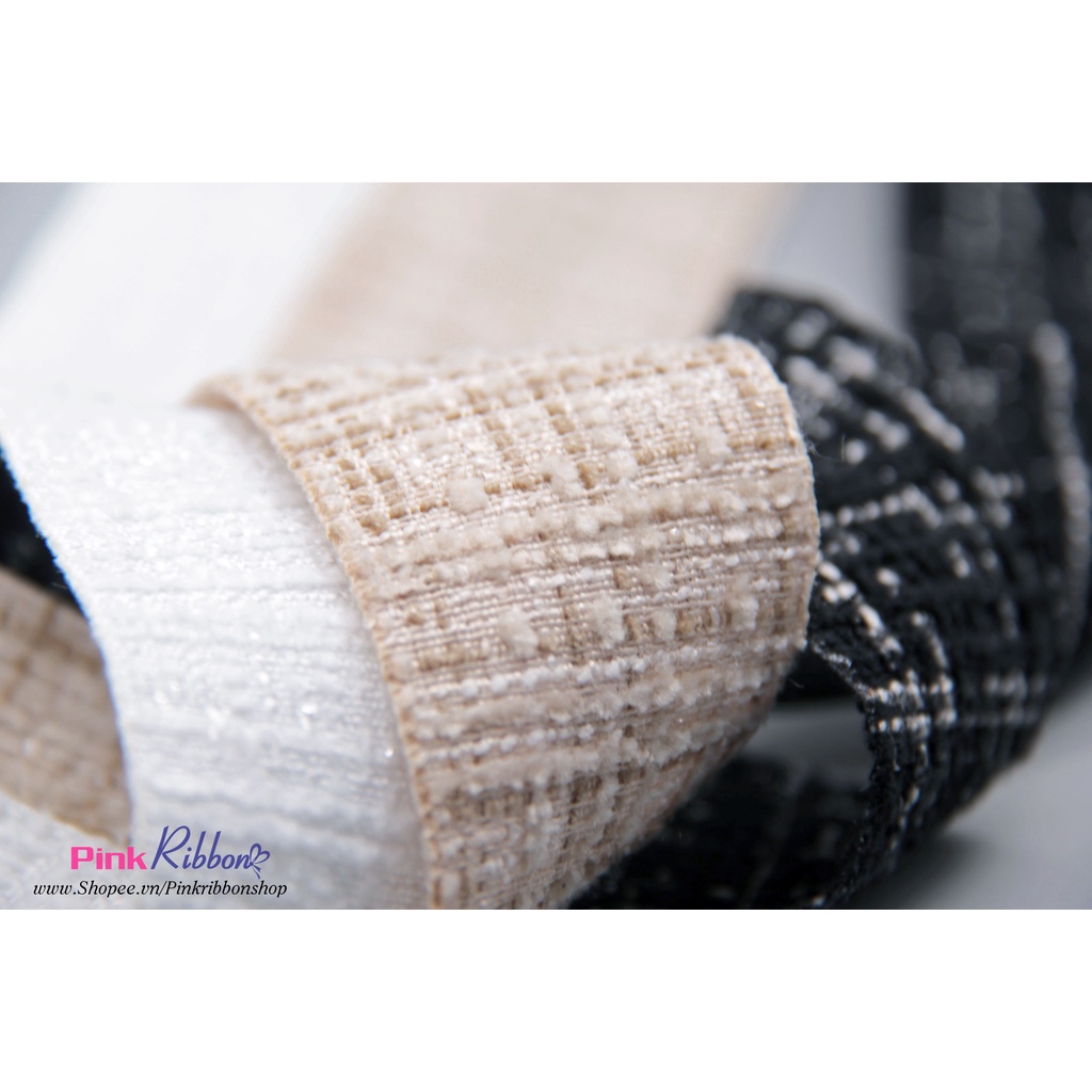 Ruy băng dạ tweed pha sợi kim tuyến