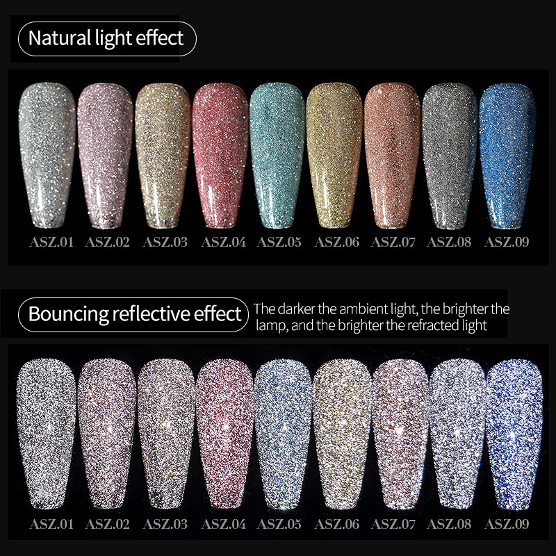 Sơn móng tay gel AS 9 Màu Keo Khoan Nổ Gel Kim Cương Disco Bột Kim Cương Pha Lê Làm Móng Keo Sơn Móng Tay Keo Quang Trị Liệu Móng Tay Lấp Lánh Mịn Tuyệt Vời Thanh Toán Khi Nhận Hàng