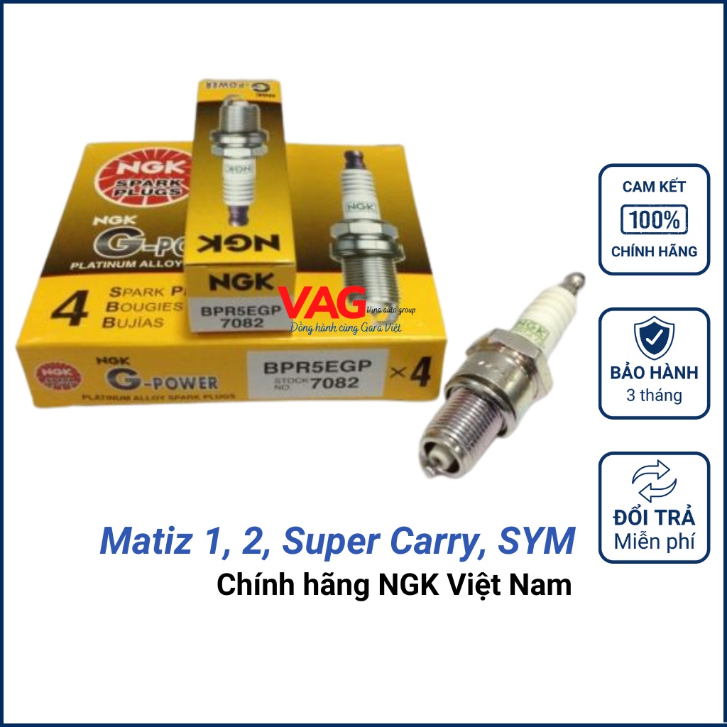 Bugi matiz 1 2 3 0.8, Gentra 1.5, Lanos 1.5, Su cóc, SYM tải nhỏ, Super carry chính hãng NGK Việt Nam
