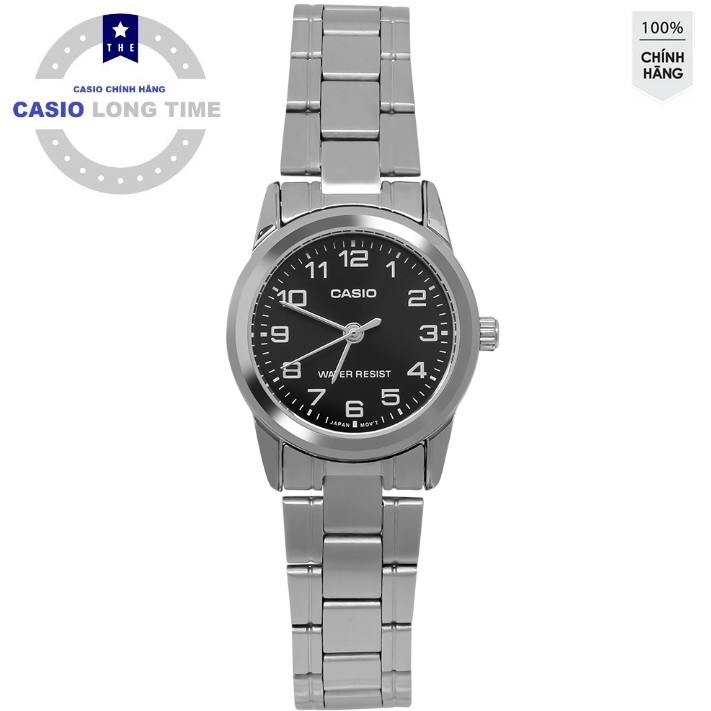Đồng hồ nữ CASIO LTP-V001D-1BUDF Dây kim loại - Mặt đen- chống nước 5 atm trẻ trung