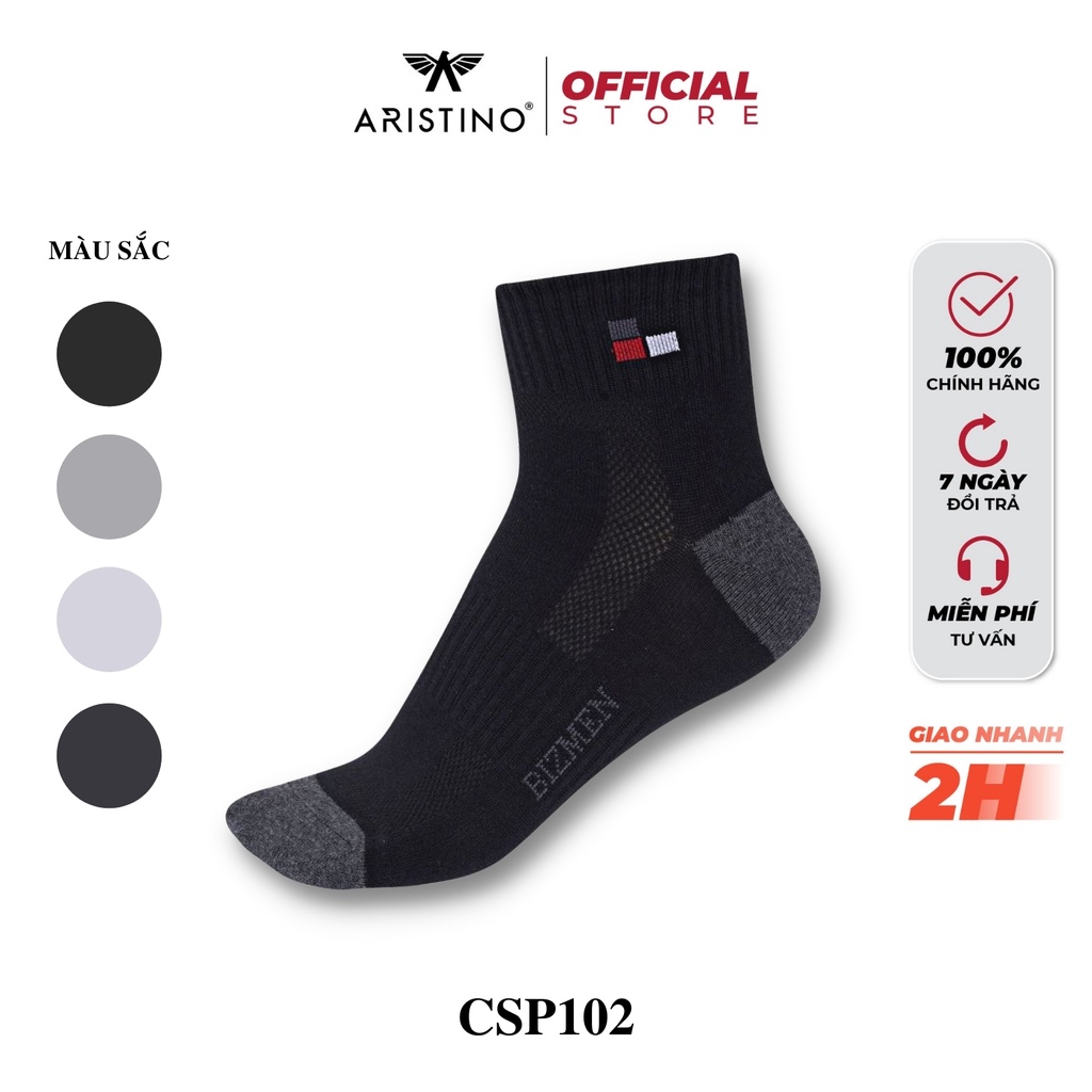 Tất, Vớ Nam Cổ Cao Cổ Phối Màu, Kháng Khuẩn, Khử Mùi, Chống Hôi Chân,Aristino- Bizmen - CSP102