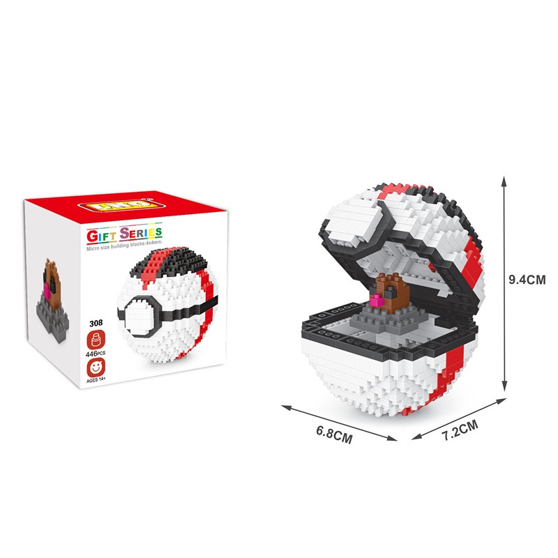 ZHAN QI TOYS Đồ Chơi Lắp Ráp Mô Hình Bóng Pokemon Mini Cho Bé
