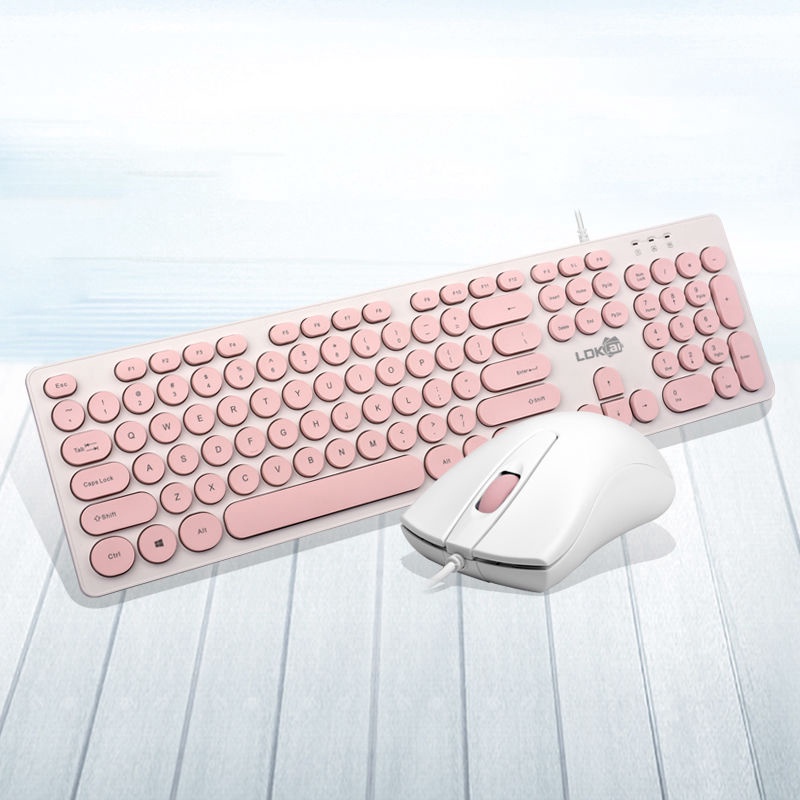Bộ Bàn Phím Và Chuột Có Dây USB Màu Hồng Dễ Thương Thời Trang 2021 | BigBuy360 - bigbuy360.vn