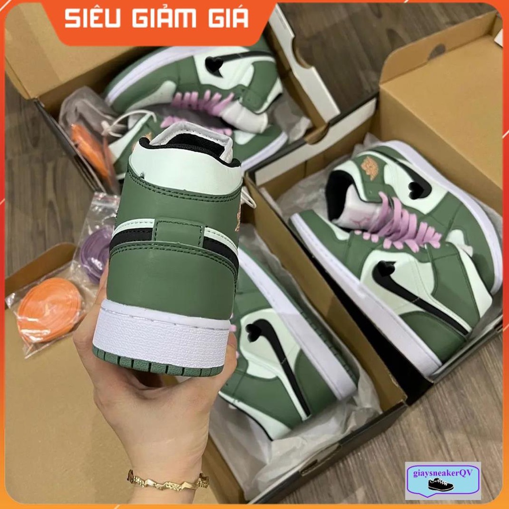 Giày Thể Thao Air Jordan 1 Mid SE Dutch Green Cổ Siêu Đẹp Dành Cho Nữ