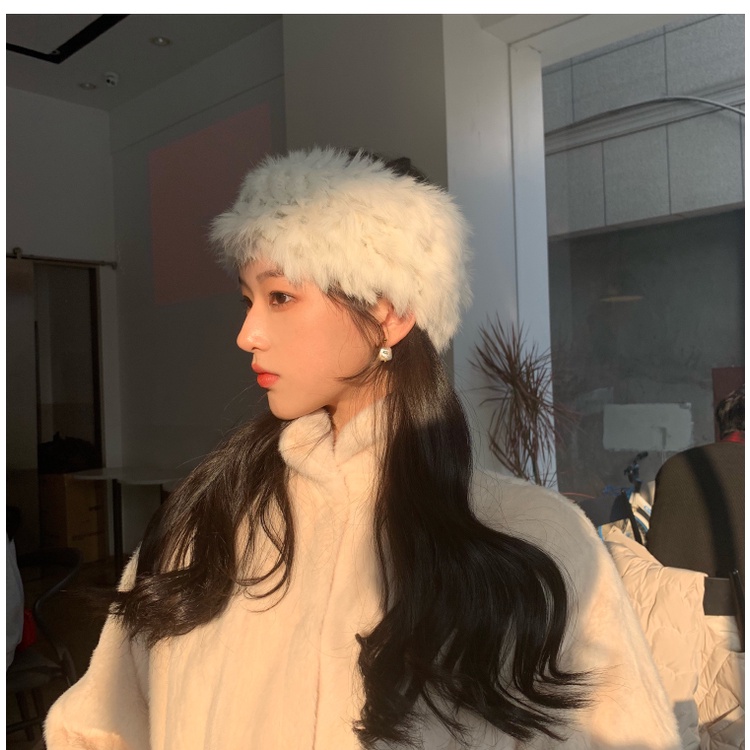 Băng đô bản rộng vải nhung lông thỏ phong cách Hàn Quốc và Nhật Bản siêu xinh đẹp thời trang thu đông ấm áp cho trẻ em