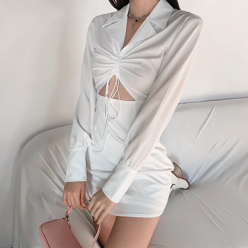 Đầm nữ dáng ôm sơ mi tay dài Emilyshop