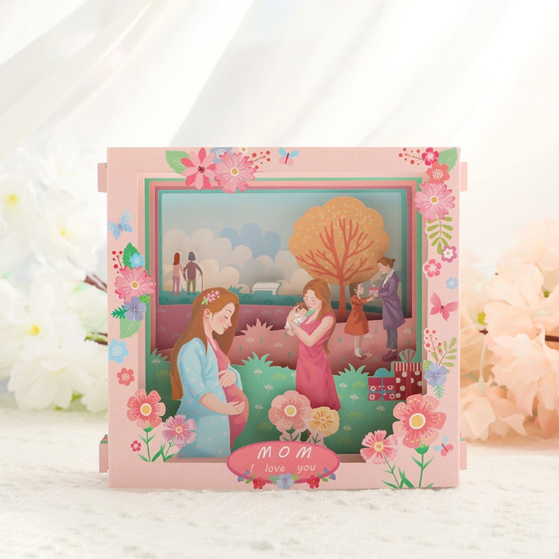 Hộp Giấy Chạm Khắc Chữ I Love You Mom 3D Dùng Để Trang Trí Thiệp Chúc Mừng Ngày Của Mẹ