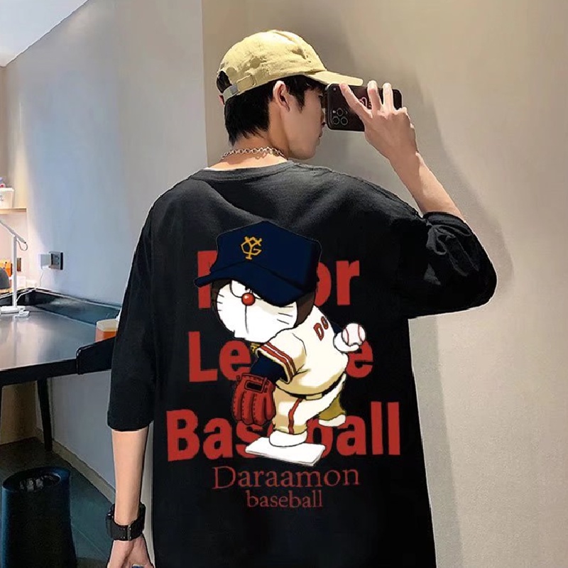 Áo Thun Tay Ngắn Dáng Rộng In Họa Tiết Hoạt Hình Phong Cách Hip Hop Nhật Bản Thời Trang Mùa Hè Cho Nam (M-8XL)