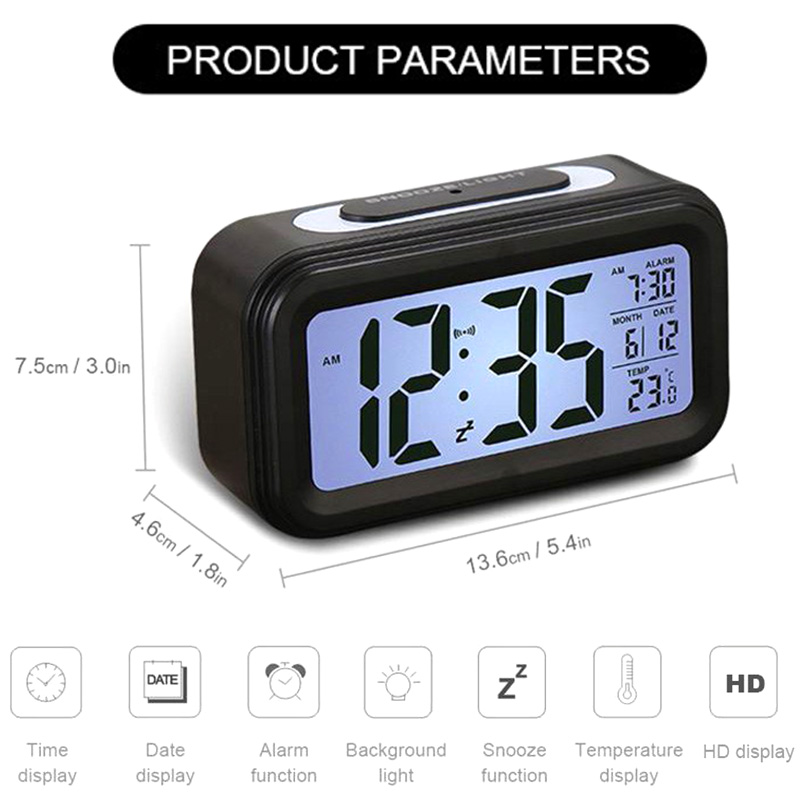 [ LED Digital Alarm Clock Large With Calendar][ Battery Operated Alarm Clock][Digital Clocks With Temperature Record For Home Office Table Clock ]