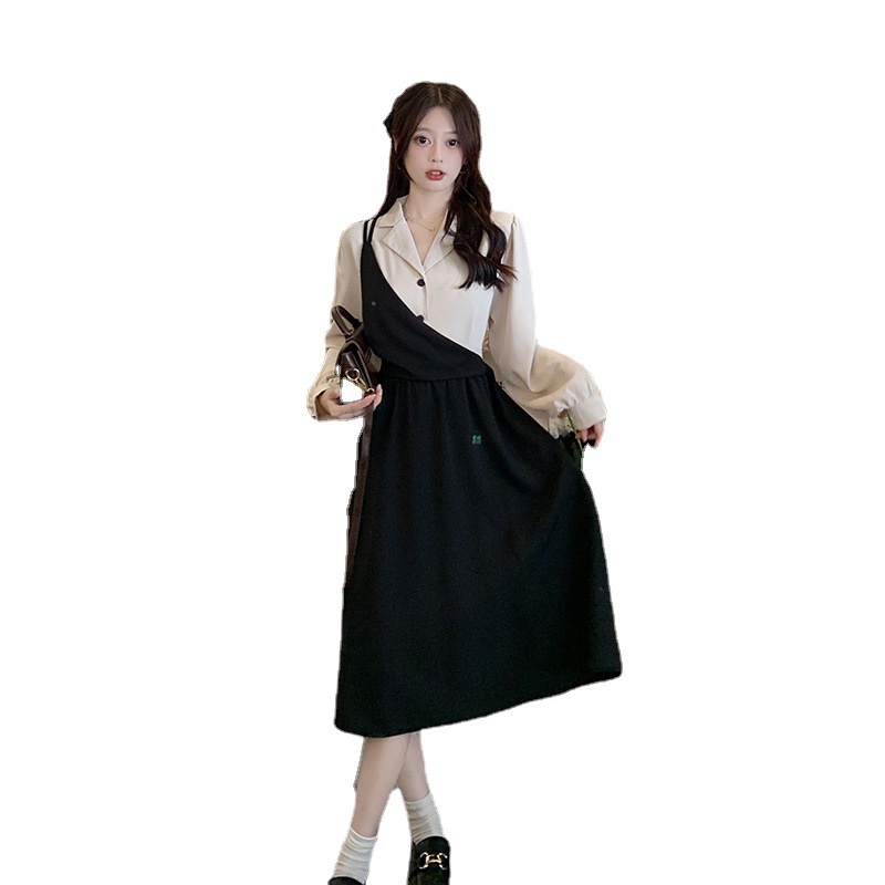 IELGY Đầm Giả Hai Mảnh Màu Sắc Tương Phản Thời Trang Cao Cấp Dành Cho Nữ