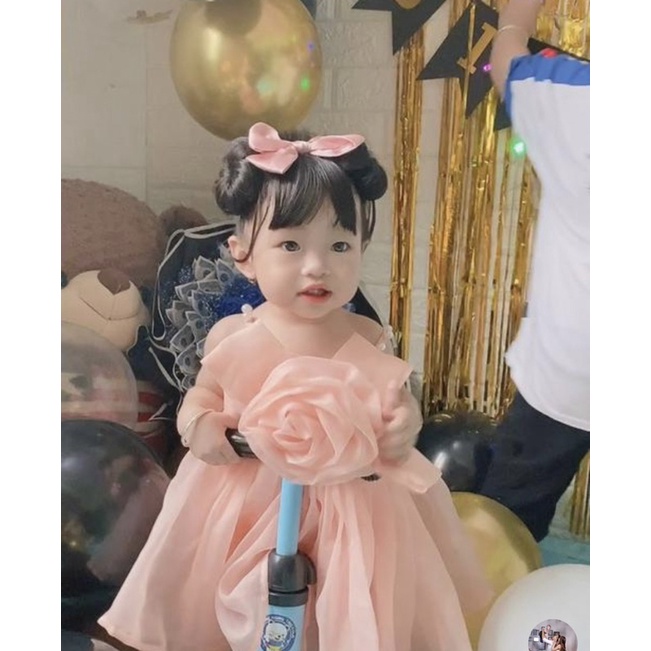 Tóc giả cho bé ❤️ Set Búi Natra+Mái thưa có gắn nơ dạng băng đô chun tiện dụng