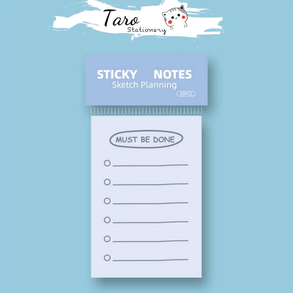 Giấy ghi chú Sticky Note 60 tờ kiểu dáng đơn giản tiện dụng N06 Taro Stationery