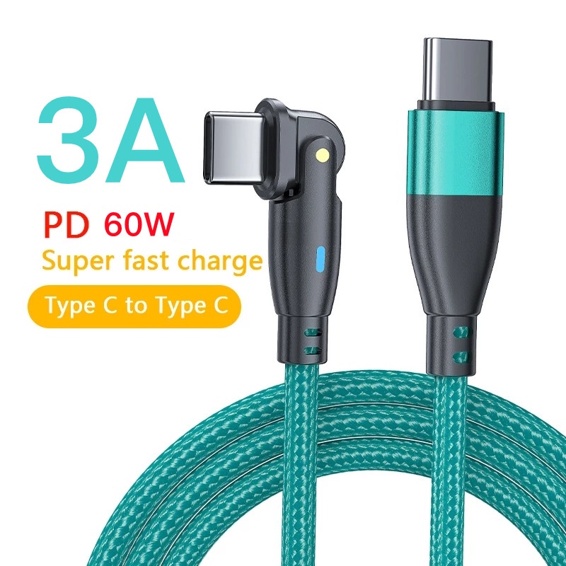 Dây Cáp Sạc Bện Nylon 60W 3A 180 Type C Chất Lượng Cao° Dây Cáp Sạc Nhanh Cho Điện Thoại Samsung Android