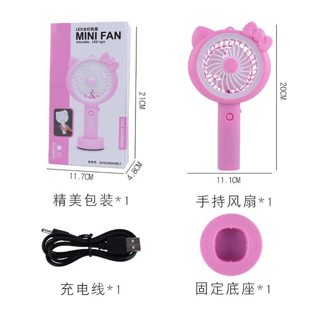 QUẠT SẠC TÍCH ĐIỆN HELLO KITTY & DOREMON