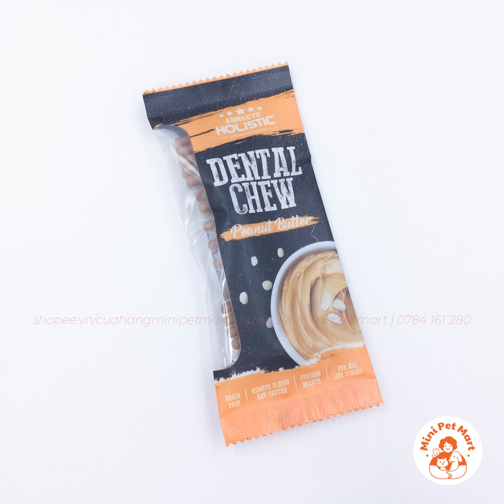 Xương gặm sạch răng, thơm miệng cho chó hình bàn chải ABSOLUTE HOLISTIC DENTAL CHEW  - Vị bơ đậu phộng