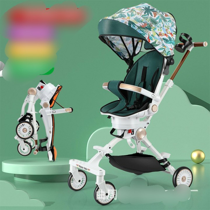 Xe đẩy du lịch cho bé - Xe đẩy đảo chiều V22 gấp gọn,bánh xe xoay 360 độ có thể nằm ngồi ngả lưng cho bé