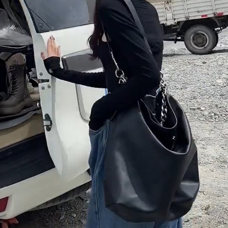 Túi tote Đeo Vai Sức Chứa Lớn Màu Đen Cho Nữ