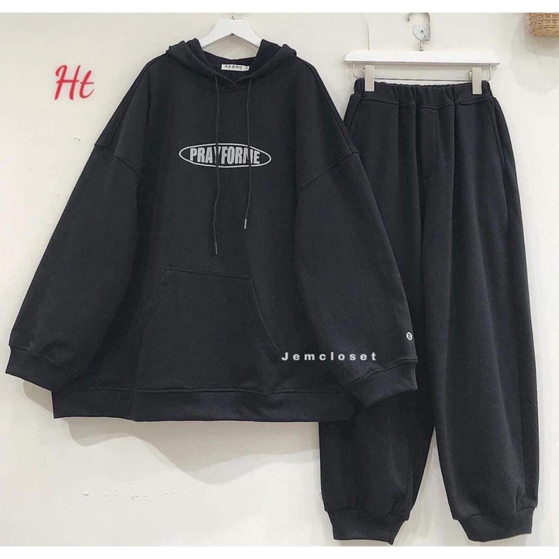 Sét áo hoodie PRAYFORME+quần bom HT12