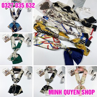 Khăn lụa quàng cổ kiêm buộc tóc thanh lịch dáng dài 145x15 cm cho nữ