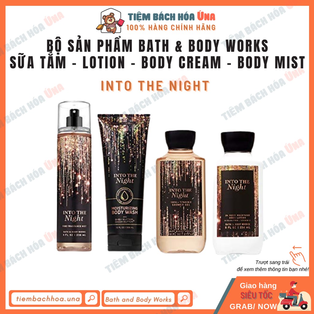 [Bill US] Into the night | Bộ Sản Phẩm sữa tắm dưỡng thể xịt thơm toàn thân Bath and Body Works (BBW)