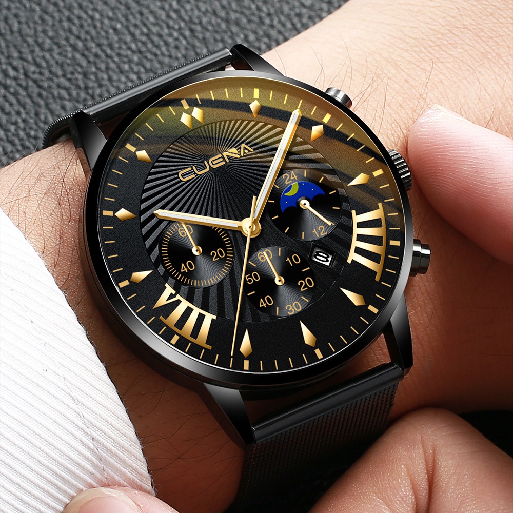 Đồng hồ nam CUENA CNA007 doanh nhân thời thượng sắc nét dây thép lụa trẻ trung - MS35 | BigBuy360 - bigbuy360.vn