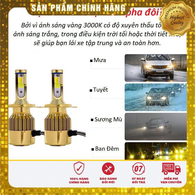 ⚡️GIÁ TỐT⚡️ Bộ Đèn LED Pha/Cos Cho Ô tô, Xe Máy 72W 8000LM 6500K Headlamp DC12v_Chân Cắm H4 (Có Quạt Tản Nhiệt)