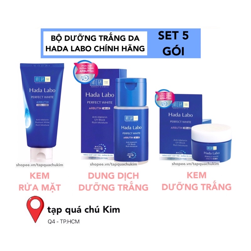 [SET 5 GÓI] Kem dưỡng trắng HADA LABO Perfect White Arbutin 3g