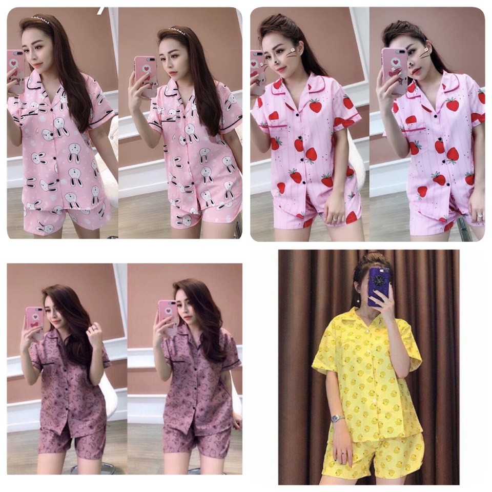 RẺ NHẤT😍Đồ Bộ Nữ Pijama Cộc Tay<Freeship> bộ mặc nhà dễ thương Kate Thái mềm mại