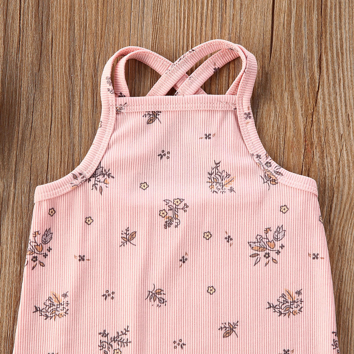 Áo liền quần cotton in hoa không tay cho em bé 0-18 tháng