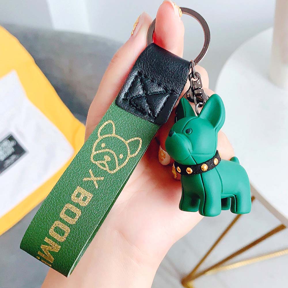 Móc Chìa Khóa Bằng Da Hình Chú Chó Dễ Thương Nhiều Màu Sắc Cho Nam Và Nữ