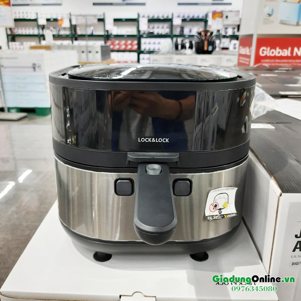 Nồi Chiên Không Dầu Lock&amp;Lock EJF596BLK Visible Stirring Air Fryer 7.2L 1800W - Larva Store