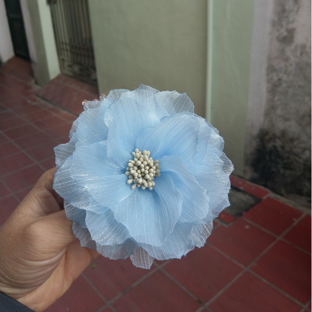 Hoa cài áo váy vải tơ xước cao cấp